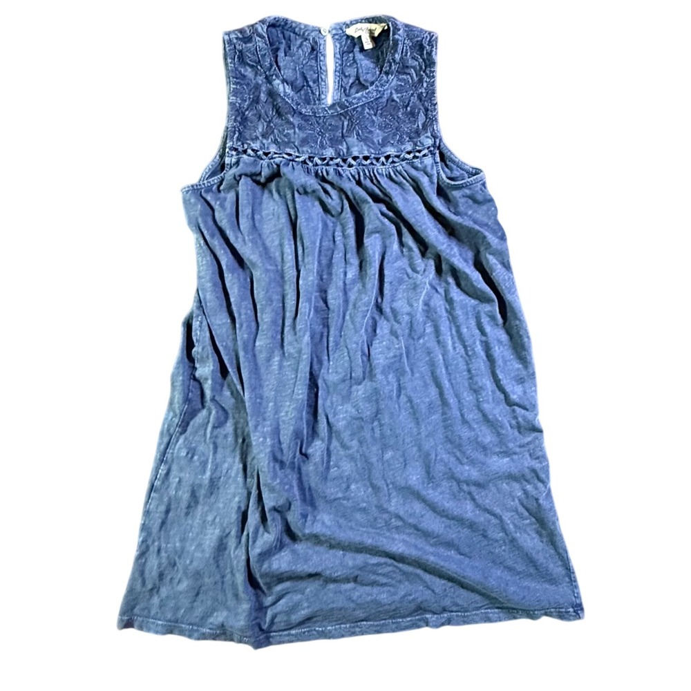 Lucky Brand Embroidered Sleeveless Tank Top‎ Blue Small Casual Summer Festival